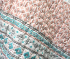 Turquoise & Pink Elephant Stripe Quilted Sherpa Throw, (50" X 60") -Hoover Sales Store 810553499 4
