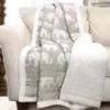 Gray & White Elephant Parade Quilted Sherpa Throw, (50" X 60")