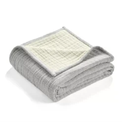 Kantha Light Gray & Off-White Stitch-Row Throw, (50" X 60") -Hoover Sales Store 810553515 31