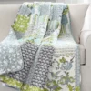 Blue & White Floral Patchwork Roesser Quilted Throw, (50" X 60")