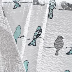 Rowley White & Gray Birds Quilted Throw, (50" X 60") -Hoover Sales Store 810553522 2