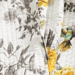 White, Yellow & Gray Floral Penrose Quilted Throw, (50" X 60") -Hoover Sales Store 810553524 2
