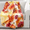 Leah Red & Orange Floral Quilted Throw, (50" X 60")