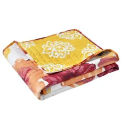 Leah Red & Orange Floral Quilted Throw, (50" X 60") -Hoover Sales Store 810553526 4