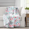 Hygge White, Mint & Red Floral Sloth Quilted Throw, (50" X 60")