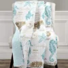 White & Blue Harbor Life Quilted Throw, (50" X 60")