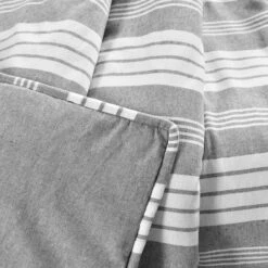 Farmhouse Gray & White Stripe Throw, (50" X 60") 7 Farmhouse Gray & White Stripe Throw, (50" X 60") -Hoover Sales Store 810553542 2