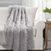 Emma Light Gray Faux Fur Throw, (50" X 60")
