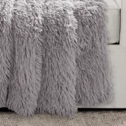 Emma Light Gray Faux Fur Throw, (50" X 60") 8 Emma Light Gray Faux Fur Throw, (50" X 60") -Hoover Sales Store 810553543 2