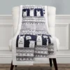 Navy & White Llama Stripe Quilted Sherpa Throw, (50" X 60")