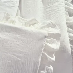 Reyna White Ruffle-Trim Crinkle Throw, (50" X 60") -Hoover Sales Store 810553549 2