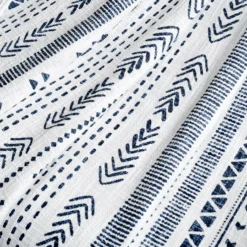 Hygge White & Navy Geometric Stripe Tassel-Fringe Throw, (50" X 60") -Hoover Sales Store 810553554 21