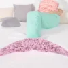Pink & Mint Ruffle Sherpa Mermaid Tail Wearable Throw