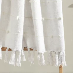 White Tufted Boho Tassel Throw -Hoover Sales Store 810553562 1