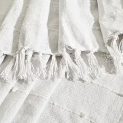 White Tufted Boho Tassel Throw -Hoover Sales Store 810553562 3
