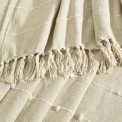 White Tufted Boho Tassel Throw -Hoover Sales Store 810553563 2