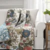 Cream & Green Floral Sydney Quilted Throw, (50" X 60")