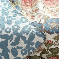 Cream & Green Floral Sydney Quilted Throw, (50" X 60") -Hoover Sales Store 810553568 2