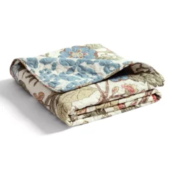 Cream & Green Floral Sydney Quilted Throw, (50" X 60") -Hoover Sales Store 810553568 31