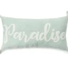 "Paradise" Mint Green & White Tassel-Accent Throw Pillow