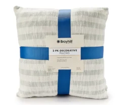 Kira Green & Beige Stripe Throw Pillow, 2-Pack