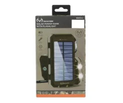 Black Solar 8,000-mAh Power Bank With Flashlight