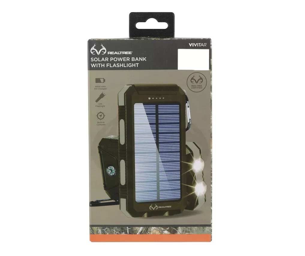 Black Solar 8,000-mAh Power Bank With Flashlight 1 Black Solar 8,000-mAh Power Bank With Flashlight