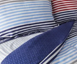 Blue & Red Stripe Microfiber King 9-Piece Bed-in-a-Bag Set -Hoover Sales Store 810563034 810563033 810563032 810563031 2