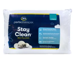 White Stay Clean Bed Pillow, 2-Pack