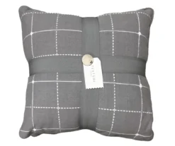 Axel Gray Stitched Windowpane Throw Pillow