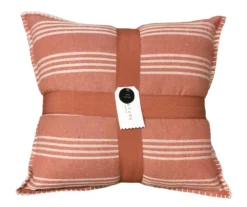 Myra Washed Coral Stripe Throw Pillow