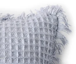 Celestial Blue Waffle-Knit Fringe-Trim Square Throw Pillow -Hoover Sales Store 810565711 2