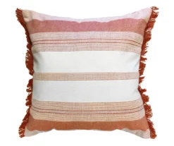 Kasoor Coral & White Stripe Fringe-Accent Throw Pillow