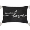 "Above All Else Love" Black & White Tassel-Accent Throw Pillow