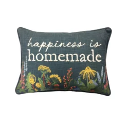 "Happiness Is Homemade" Navy Floral Throw Pillow -Hoover Sales Store 810566352 11