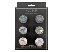 Hudson Home Holographic Crystal Drawer Knobs, 6-Pack