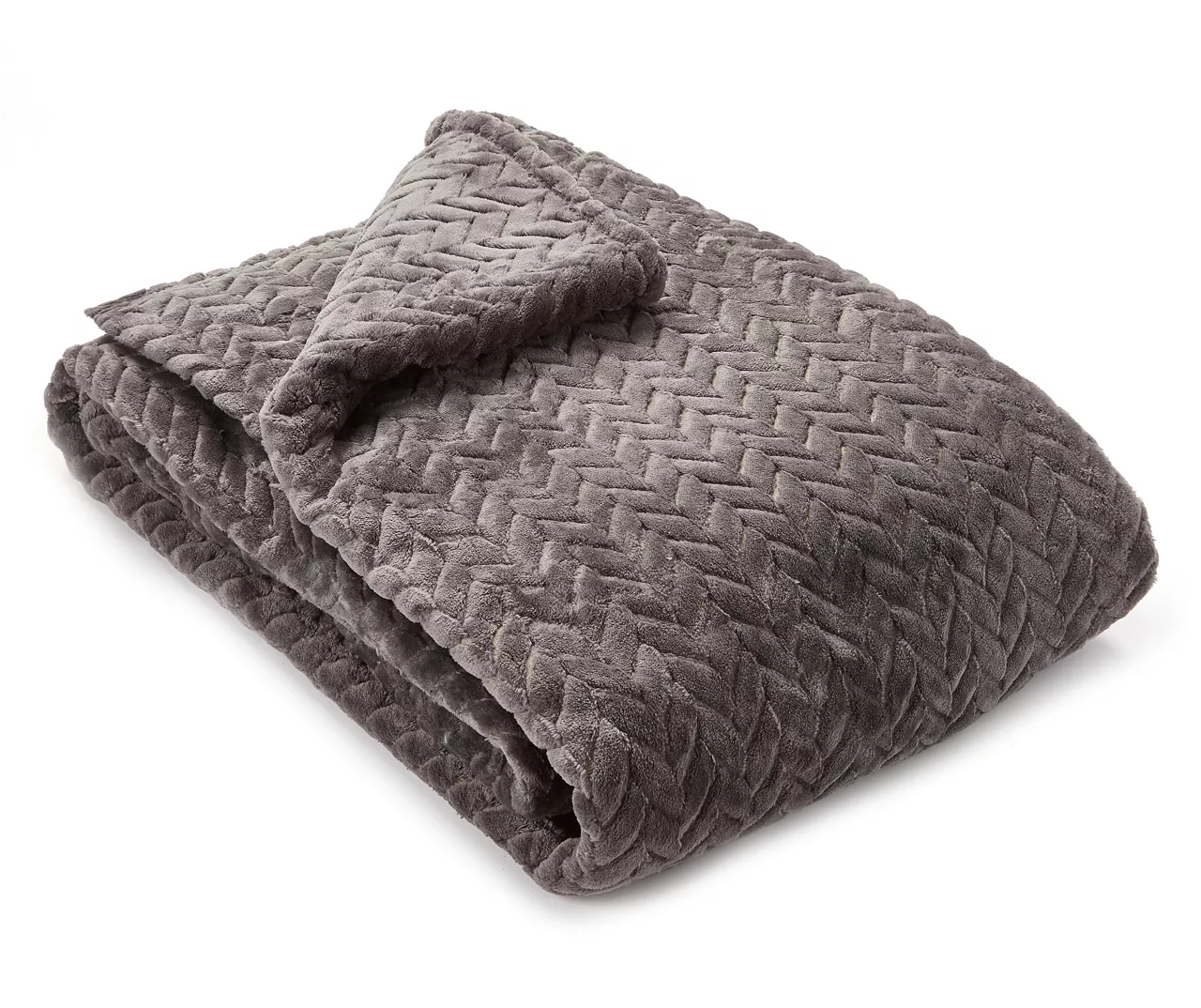 Charcoal Chevron Embossed Velvet Queen Blanket 2 Charcoal Chevron Embossed Velvet Queen Blanket - Image 2