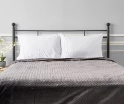 Charcoal Chevron Embossed Velvet Queen Blanket 9 Charcoal Chevron Embossed Velvet Queen Blanket -Hoover Sales Store 810573788 810573789 4