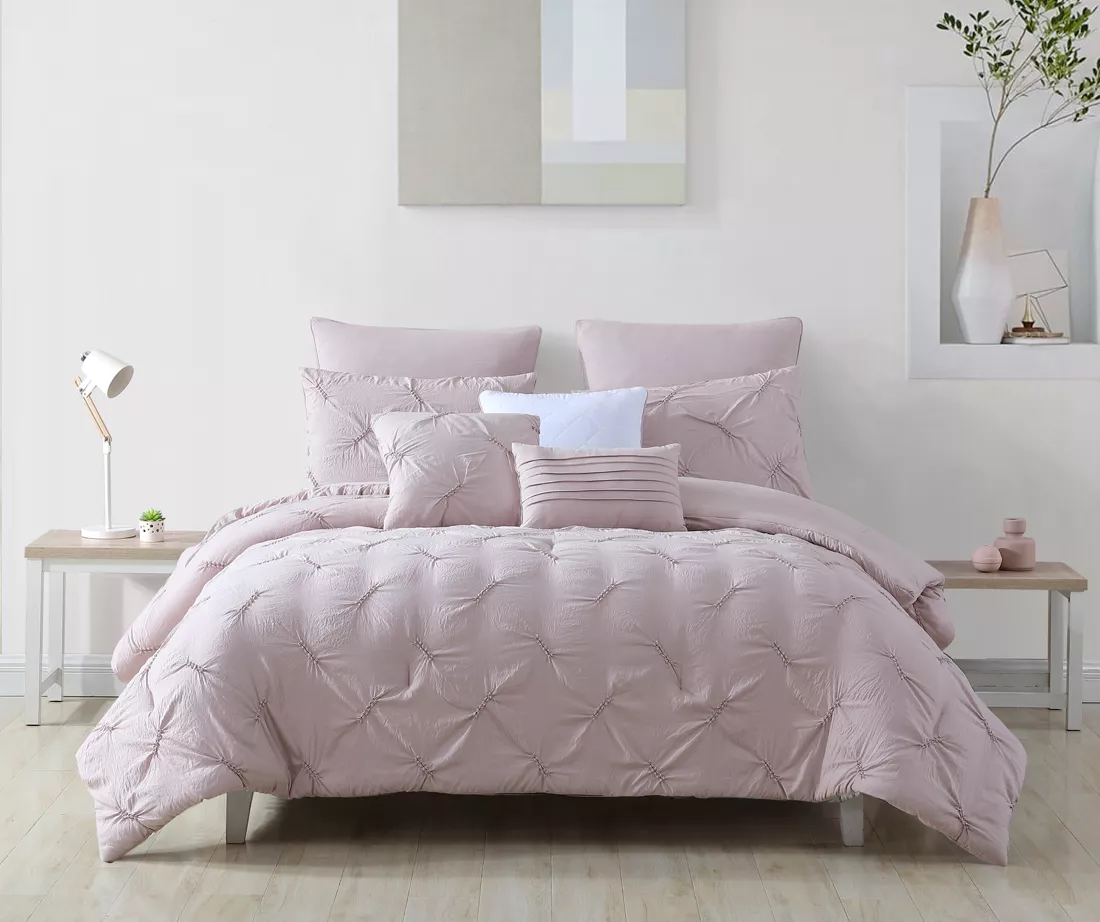 Cara Blush Tufted Queen 8-Piece Comforter Set 1 Cara Blush Tufted Queen 8-Piece Comforter Set
