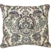 Jia Teal & Beige Floral Damask Throw Pillow