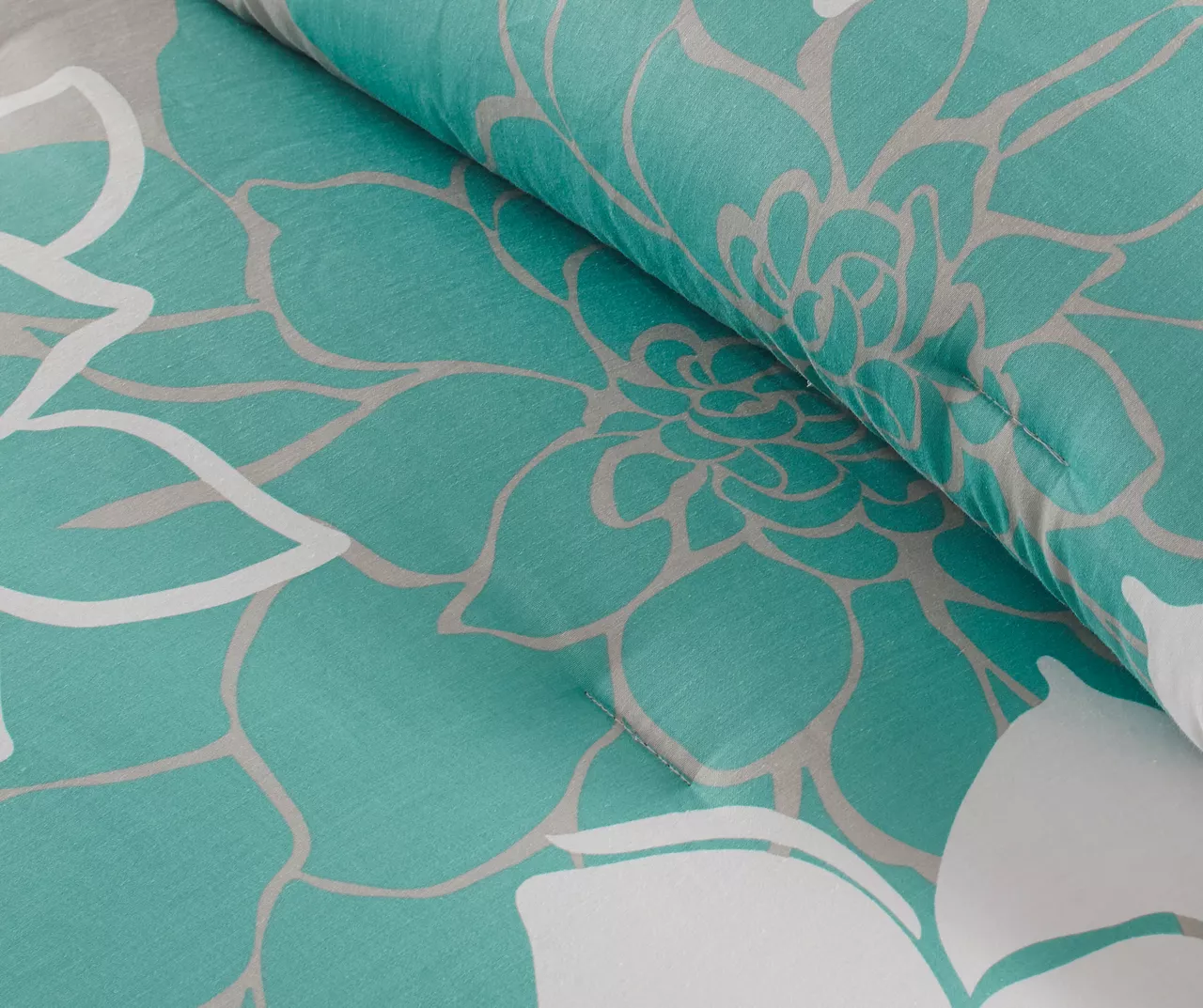 Jane Aqua & Gray Floral Queen 7-Piece Comforter Set 6 Jane Aqua & Gray Floral Queen 7-Piece Comforter Set - Image 6