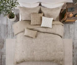 Kelan Taupe Streak Patchwork Seersucker King 7-Piece Comforter Set -Hoover Sales Store 810590766 810590765 810590762 3