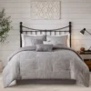 Kelan Gray Streak Patchwork Seersucker Queen 7-Piece Comforter Set