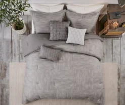 Kelan Gray Streak Patchwork Seersucker King 7-Piece Comforter Set -Hoover Sales Store 810590769 810590768 810590767 3