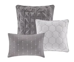 Kelan Gray Streak Patchwork Seersucker Queen 7-Piece Comforter Set 17 Kelan Gray Streak Patchwork Seersucker Queen 7-Piece Comforter Set -Hoover Sales Store 810590769 810590768 810590767 5 1