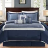 Beverly Navy & White Color Block Queen 7-Piece Comforter Set