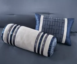 Beverly Navy & White Color Block California King 7-Piece Comforter Set 9 Beverly Navy & White Color Block California King 7-Piece Comforter Set -Hoover Sales Store 810590775 810590774 810590773 4