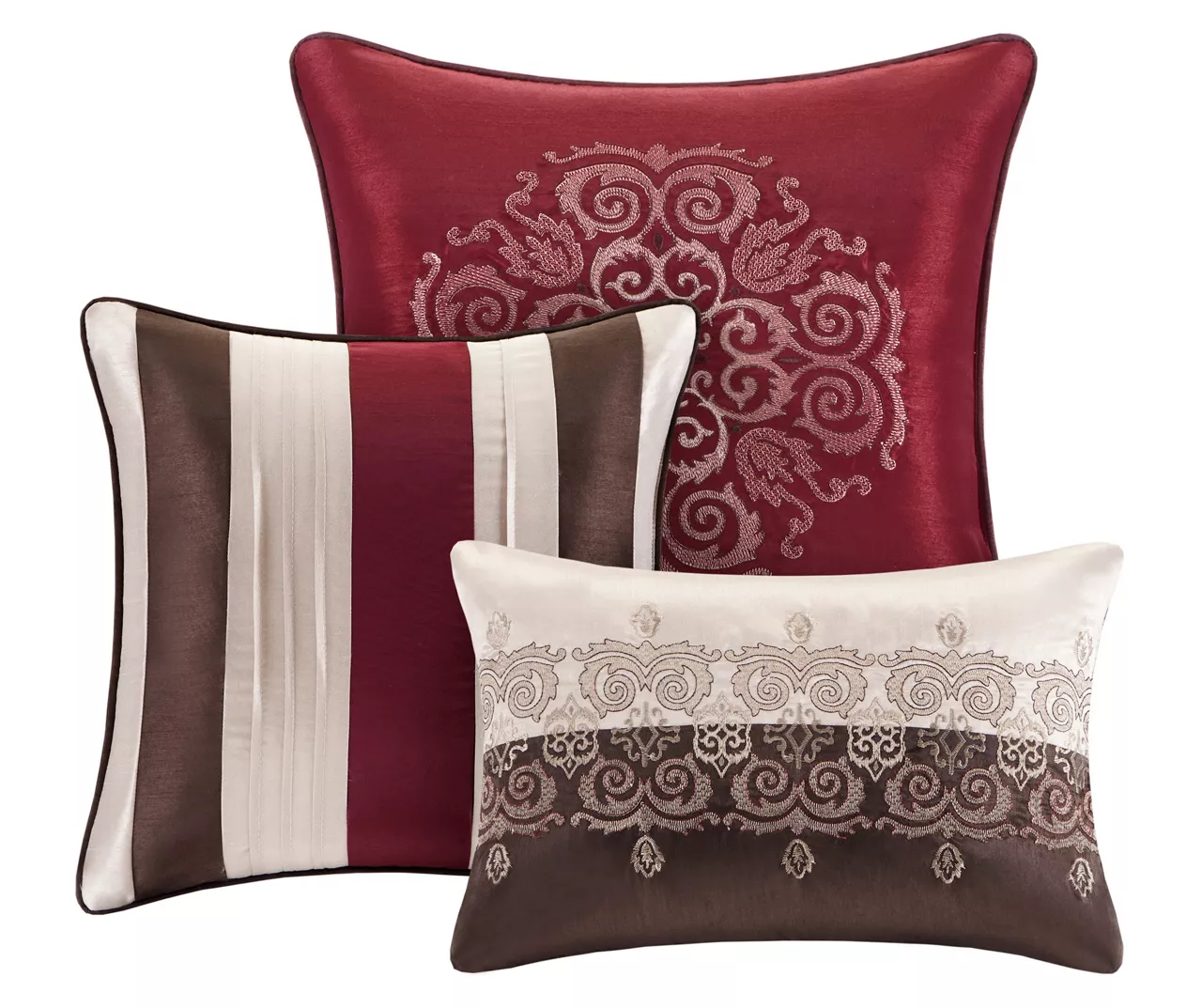 Perry Red & Brown Medallion Jacquard Queen 7-Piece Comforter Set 3 Perry Red & Brown Medallion Jacquard Queen 7-Piece Comforter Set - Image 3