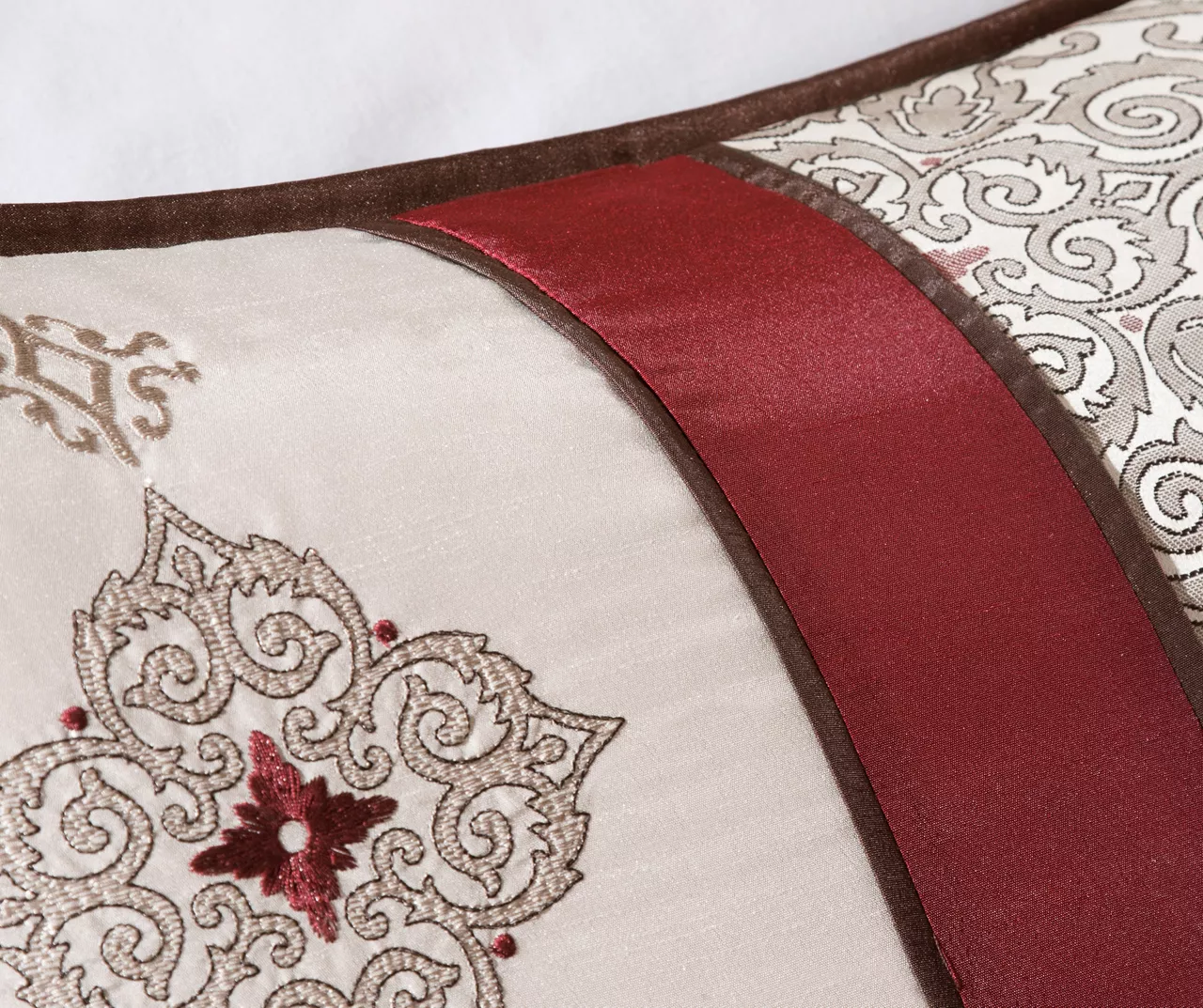 Perry Red & Brown Medallion Jacquard Queen 7-Piece Comforter Set 6 Perry Red & Brown Medallion Jacquard Queen 7-Piece Comforter Set - Image 6