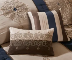 Perry Navy & Brown Medallion Jacquard King 7-Piece Comforter Set -Hoover Sales Store 810590784 810590783 810590782 4
